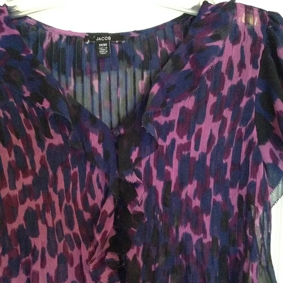 Jacob Women's Sheer Top Blouse Button Down Size TP / XS Short Sleeves Fairy - Picture 2 of 8